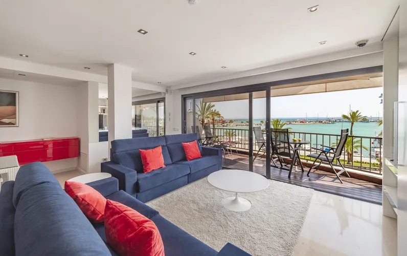Modern apartment on the seafront with views of the marina and across Alcudia bay
