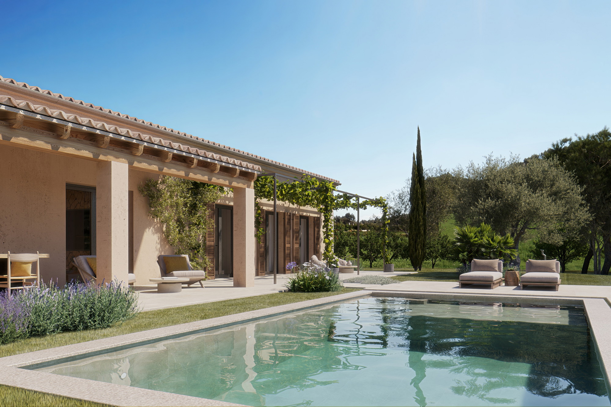 Nybygget finca med mallorcinsk karakter i Sant Joan