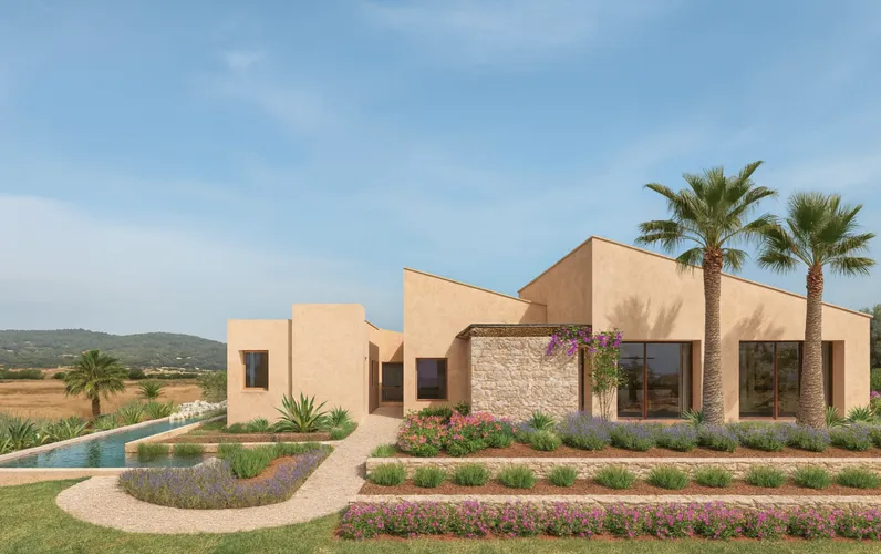 Tomt med panoramautsikt och byggprojekt