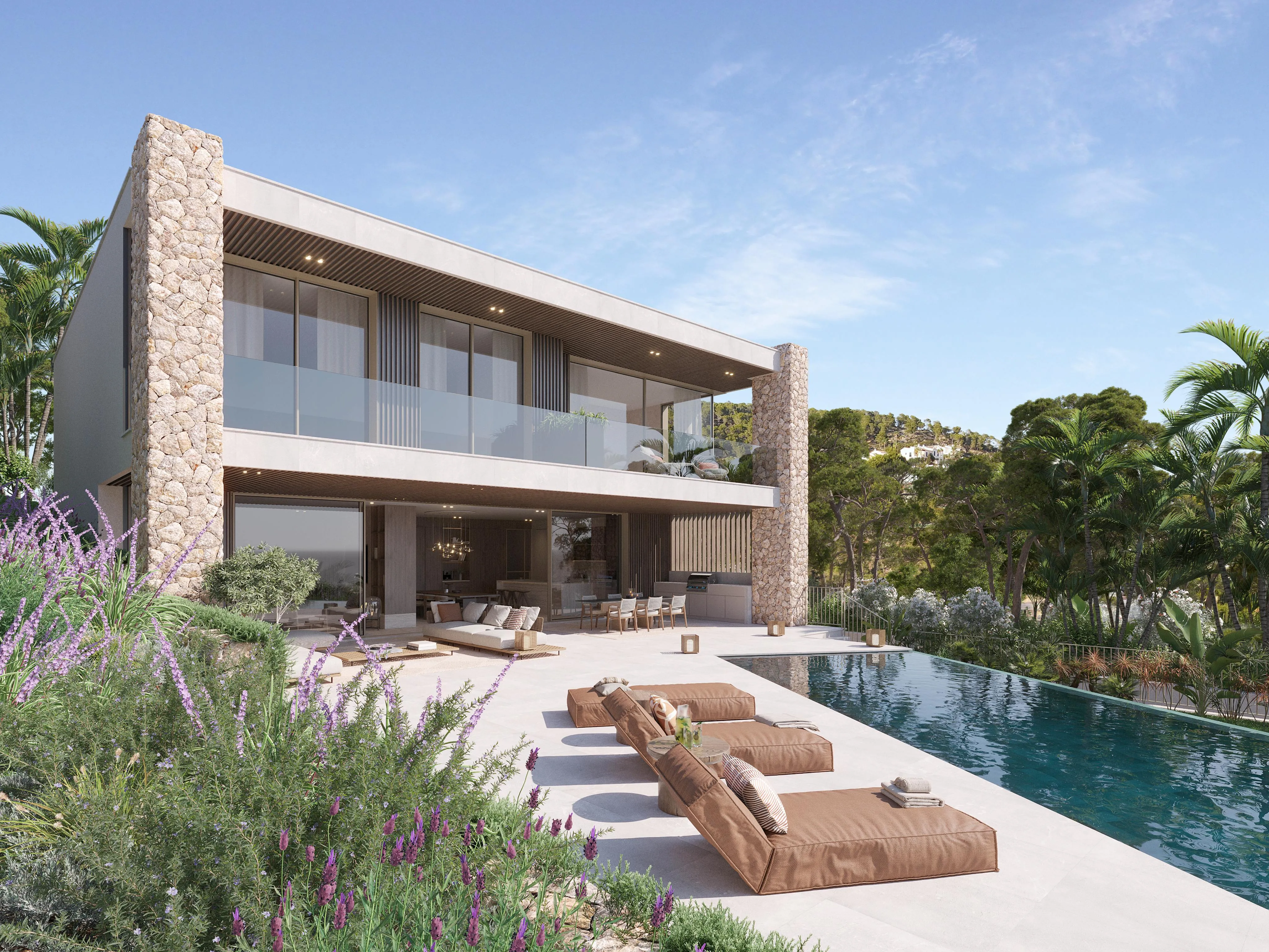 Villa mediterranea contemporanea con splendida vista sul mare-7