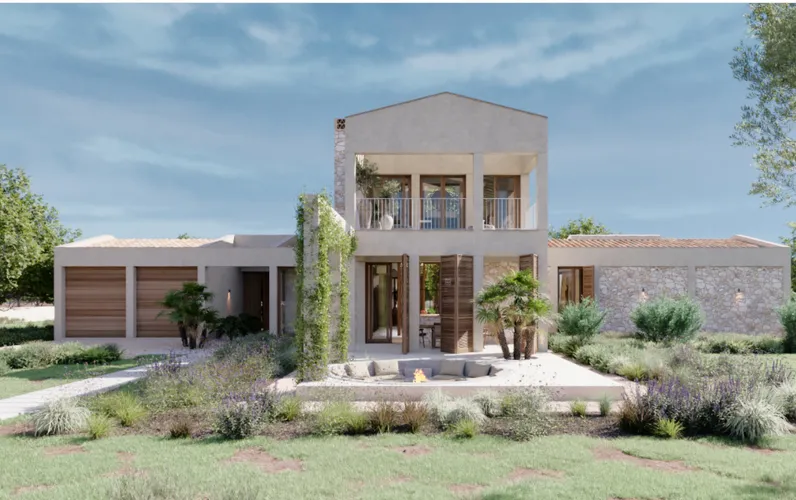 Idyllisches Baugrundstück mit genehmigtem Projekt und Panoramablick in Sencelles