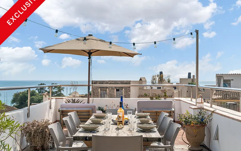 Picturesque loft-style duplex with rooftop terrace and sea view