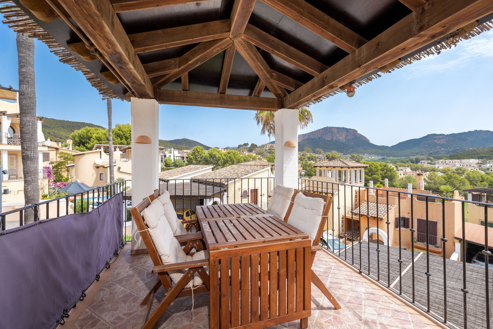 Mediterranean golf home with pool and mountain views